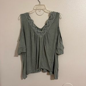 Maurices olive green peekaboo shoulder top L/XL